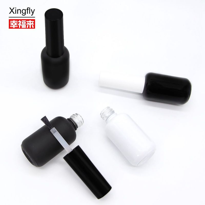 9ml Στρογγυλό Κενό Γυαλί UV Gel Νυχτερινό Λουτρό Φιαλίδας Ματ Μαύρο Με Κεπάκι Σηλίδας