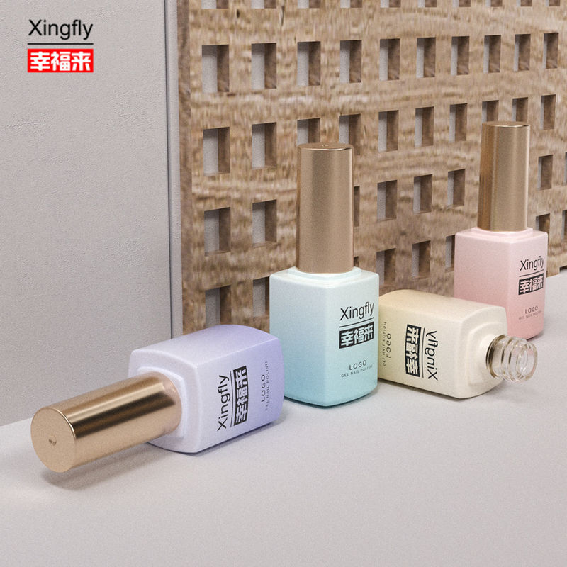 16 ml Gel Polish Square Flask Gel Nail Polishes UV γυάλινο μπουκάλι με καπάκι βούρτσας