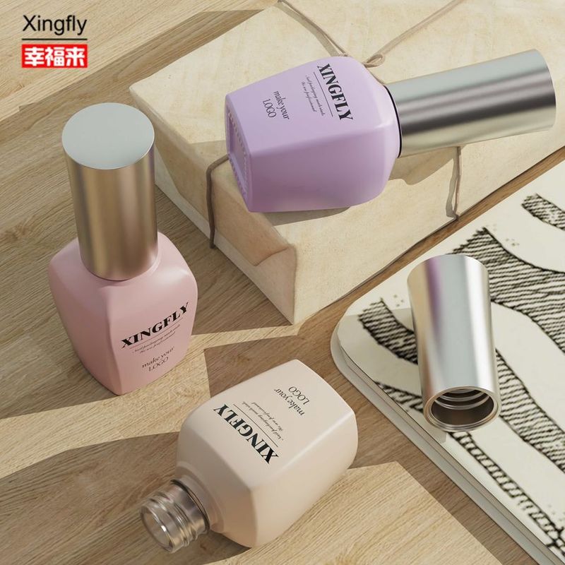 15ml Gel Nail Polish γυάλινο μπουκάλι Custom Design Άδειο για Nail Polish με κάλυμμα και βούρτσα